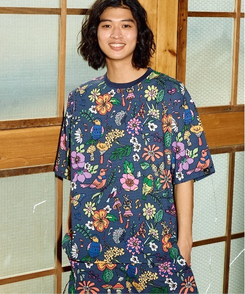 go slow caravan（ゴースローキャラバン）の「ストレッチサッカー 総柄プリント S/STEE（Tシャツ/カットソー・メンズ・ネイビー/ブラック/アイボリー・LARGE/MEDIUM/X-LARGE）」の15枚目の写真