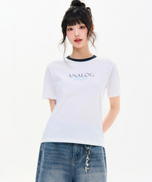 レディース ネック配色グラフィックTシャツ-FBRG5867D01