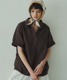 Linen French Sleeve Cocoon Shirt / リネンブレンドフレンチスリーブコクーンシャツ