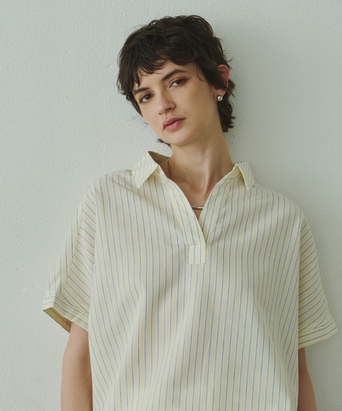 Plumel（プルメル）の「Linen French Sleeve Cocoon Shirt / リネンブレンドフレンチスリーブコクーンシャツ（シャツ/ブラウス・レディース・ラベンダー/ベージュ/イエロー/ブラウン/オフホワイト/ブルー・MEDIUM）」の13枚目の写真