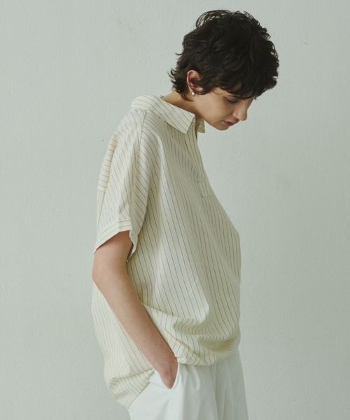 Plumel（プルメル）の「Linen French Sleeve Cocoon Shirt / リネンブレンドフレンチスリーブコクーンシャツ（シャツ/ブラウス・レディース・ラベンダー/ベージュ/イエロー/ブラウン/オフホワイト/ブルー・MEDIUM）」の11枚目の写真