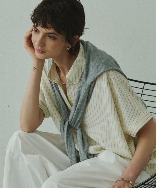Plumel（プルメル）の「Linen French Sleeve Cocoon Shirt / リネンブレンドフレンチスリーブコクーンシャツ（シャツ/ブラウス・レディース・ラベンダー/ベージュ/イエロー/ブラウン/オフホワイト/ブルー・MEDIUM）」の19枚目の写真