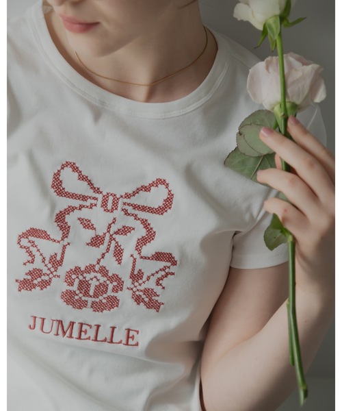 JUMELLE(ジュメロ)の「クロスステッチT(Tシャツ/カットソー・レディース・ホワイト・FREE)」の2枚目の写真