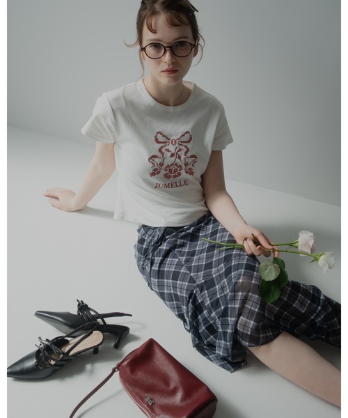 JUMELLE(ジュメロ)の「クロスステッチT(Tシャツ/カットソー・レディース・ホワイト・FREE)」の4枚目の写真