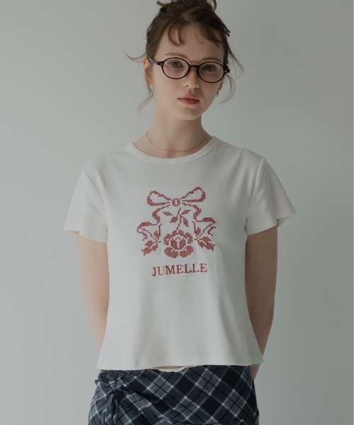 JUMELLE(ジュメロ)の「クロスステッチT(Tシャツ/カットソー・レディース・ホワイト・FREE)」の6枚目の写真