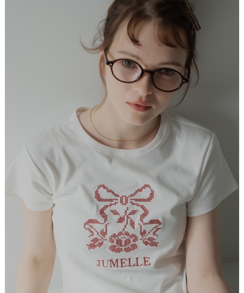 JUMELLE(ジュメロ)の「クロスステッチT(Tシャツ/カットソー・レディース・ホワイト・FREE)」の7枚目の写真