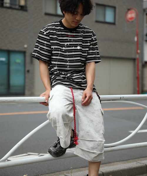 HOOK(フック)の「HOOK ペイントスプラッシュ × ボーダー 半袖 Tシャツ (SS)(Tシャツ/カットソー・メンズ・オフホワイト/ブラック/グリーン・L/M)」の20枚目の写真
