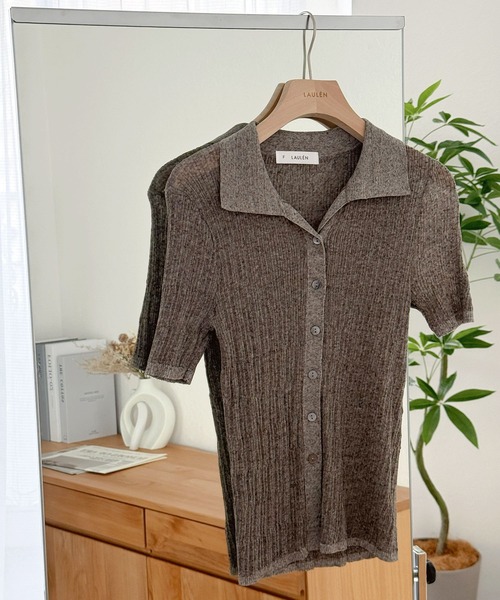 LAULEN(ローレン)の「random rib knit cardigan /ランダムリブニットカーディガン(カーディガン/ボレロ・レディース・グレー/オートミール/アイボリー/グリーン/ブラック・FREE)」の6枚目の写真
