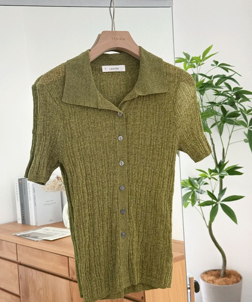 LAULEN(ローレン)の「random rib knit cardigan /ランダムリブニットカーディガン(カーディガン/ボレロ・レディース・グレー/オートミール/アイボリー/グリーン/ブラック・FREE)」の7枚目の写真
