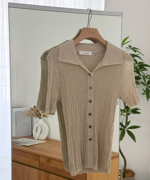 LAULEN(ローレン)の「random rib knit cardigan /ランダムリブニットカーディガン(カーディガン/ボレロ・レディース・グレー/オートミール/アイボリー/グリーン/ブラック・FREE)」の8枚目の写真