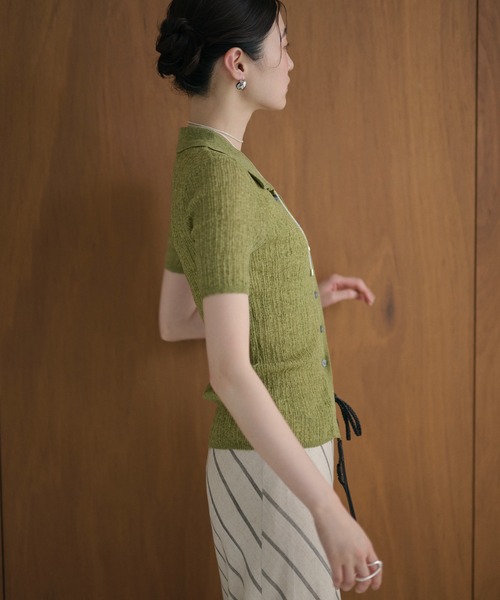 LAULEN(ローレン)の「random rib knit cardigan /ランダムリブニットカーディガン(カーディガン/ボレロ・レディース・グレー/オートミール/アイボリー/グリーン/ブラック・FREE)」の12枚目の写真