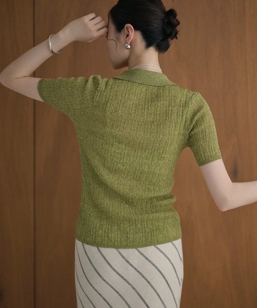 LAULEN(ローレン)の「random rib knit cardigan /ランダムリブニットカーディガン(カーディガン/ボレロ・レディース・グレー/オートミール/アイボリー/グリーン/ブラック・FREE)」の13枚目の写真