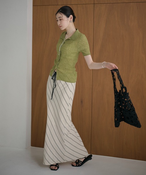 LAULEN(ローレン)の「random rib knit cardigan /ランダムリブニットカーディガン(カーディガン/ボレロ・レディース・グレー/オートミール/アイボリー/グリーン/ブラック・FREE)」の16枚目の写真