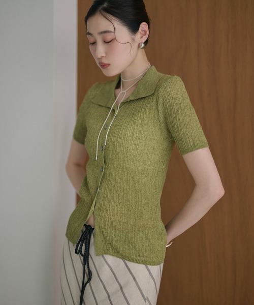 LAULEN(ローレン)の「random rib knit cardigan /ランダムリブニットカーディガン(カーディガン/ボレロ・レディース・グレー/オートミール/アイボリー/グリーン/ブラック・FREE)」の11枚目の写真