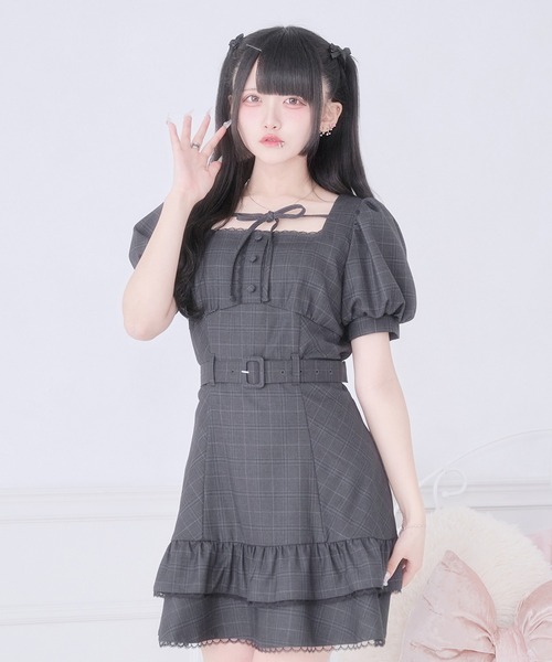 Pal elfy（パルエルフィー）の「クラシカルチェックティアードワンピース（ワンピース・レディース・ブラック/グレー・フリー）」の5枚目の写真