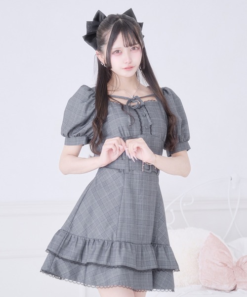 Pal elfy（パルエルフィー）の「クラシカルチェックティアードワンピース（ワンピース・レディース・ブラック/グレー・フリー）」の13枚目の写真