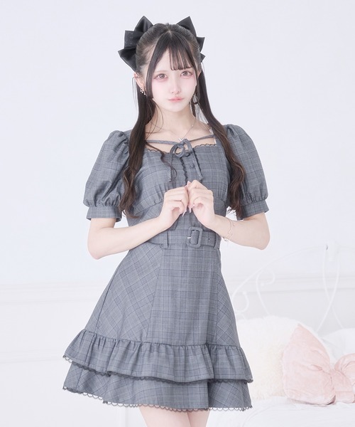 Pal elfy（パルエルフィー）の「クラシカルチェックティアードワンピース（ワンピース・レディース・ブラック/グレー・フリー）」の16枚目の写真