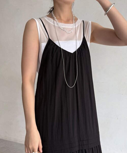 DouDou(ドゥドゥ)の「チュール切替ロングタンク(Tシャツ/カットソー・レディース・ホワイト/ブラック・FREE)」の22枚目の写真