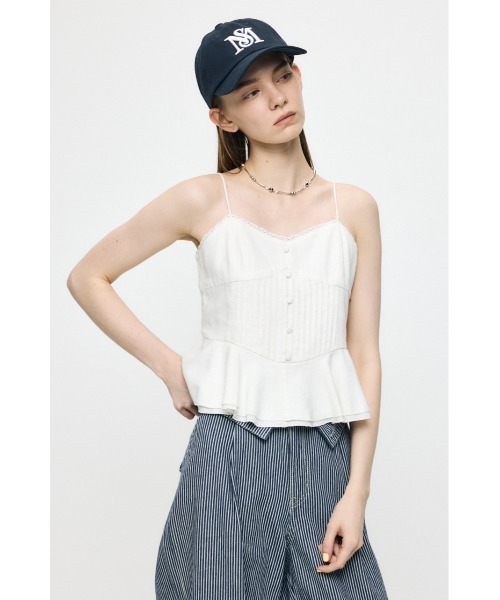 MOUSSY(マウジー)の「【セットアップ対応】LINEN BLEND CORSET キャミトップス(キャミソール・レディース・ライトブルー/ネイビー/ホワイト・FREE)」の6枚目の写真