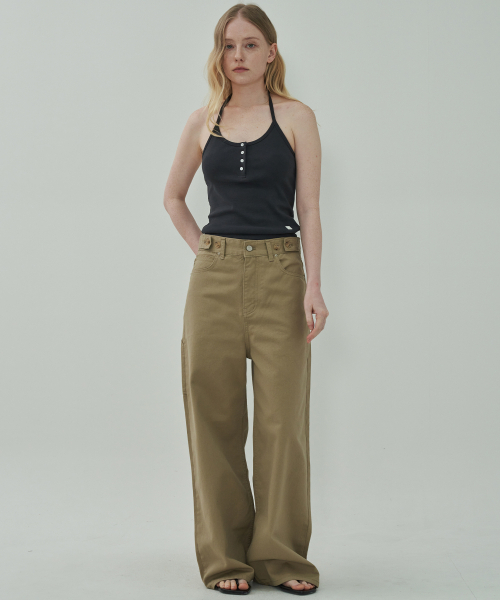 MOTT(モット)の「ホルターボタンスリーブレス-チャコール(Tシャツ/カットソー・レディース・その他・FREE)」の2枚目の写真