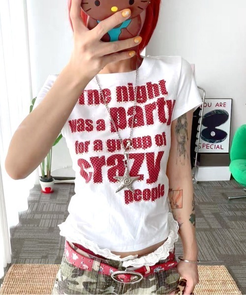 SHEENA(シーナ)の「crazyドットロゴフィットTシャツ(Tシャツ/カットソー・レディース・ホワイト・M)」の7枚目の写真