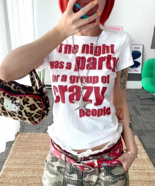 SHEENA(シーナ)の「crazyドットロゴフィットTシャツ(Tシャツ/カットソー・レディース・ホワイト・M)」の6枚目の写真