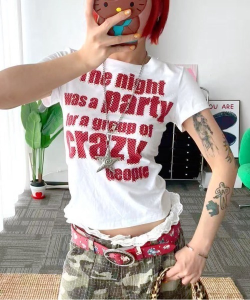SHEENA(シーナ)の「crazyドットロゴフィットTシャツ(Tシャツ/カットソー・レディース・ホワイト・M)」の5枚目の写真