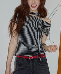 オフショルボーダーTシャツ