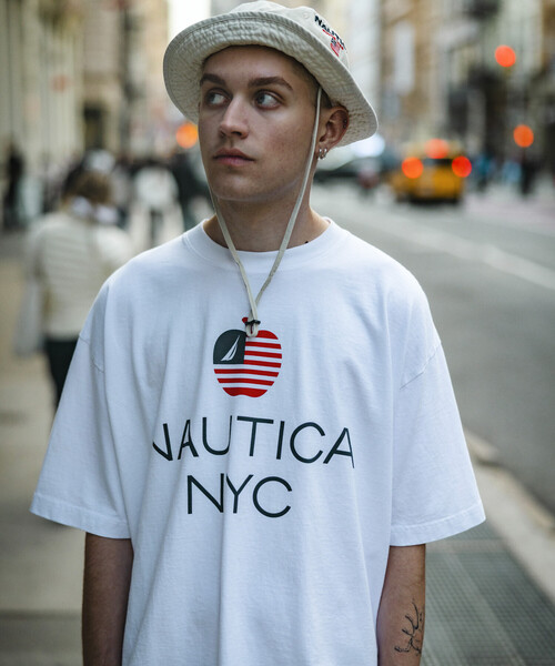 NAUTICA(ノーティカ)の「NAUTICA/ノーティカ Made in U.S.A ヘビーウェイト オーバーサイズ クルーネック プリントTシャツ type 4(Tシャツ/カットソー・メンズ・ネイビー/ホワイト・LARGE/MEDIUM/X-LARGE/XX-LARGE)」の2枚目の写真