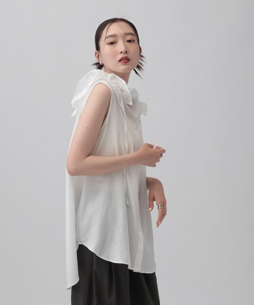 LEPSIM(レプシィム)の「フーディシャツノースリチュニック 813919(シャツ/ブラウス・レディース・ブラウン/ブラック/オフホワイト・FREE)」の6枚目の写真