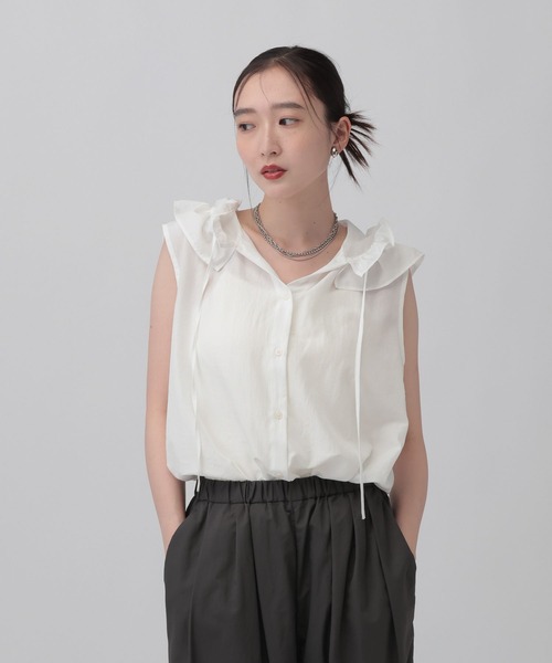 LEPSIM(レプシィム)の「フーディシャツノースリチュニック 813919(シャツ/ブラウス・レディース・ブラウン/ブラック/オフホワイト・FREE)」の8枚目の写真