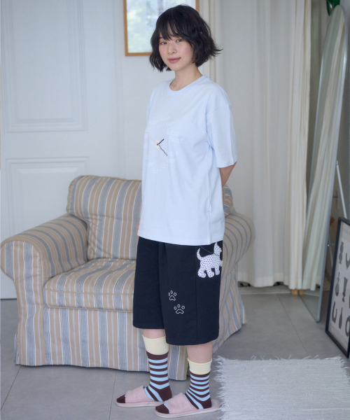 ambler(エムブラー)の「パピー パピー バermudaパンツ バーミューダ ワンタック スウェット ショートパンツ ショートパンツ ASP902 (ブラック)(その他パンツ・レディース・その他・MEDIUM/LARGE)」の3枚目の写真