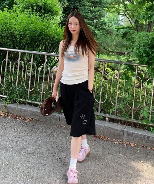 ambler(エムブラー)の「パピー パピー バermudaパンツ バーミューダ ワンタック スウェット ショートパンツ ショートパンツ ASP902 (ブラック)(その他パンツ・レディース・その他・MEDIUM/LARGE)」の9枚目の写真