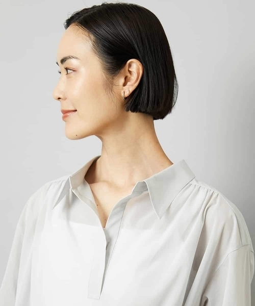 MICHEL KLEIN(ミッシェル・クラン)の「スキッパーシアーシャツ(シャツ/ブラウス・レディース・ホワイト/ライトグレー/ブラック・40/38)」の6枚目の写真
