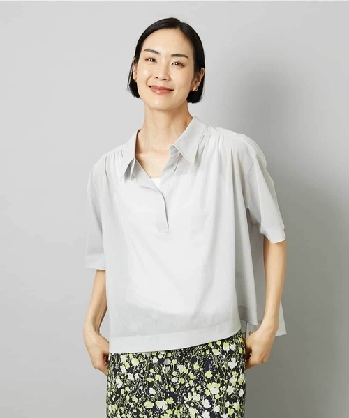 MICHEL KLEIN(ミッシェル・クラン)の「スキッパーシアーシャツ(シャツ/ブラウス・レディース・ホワイト/ライトグレー/ブラック・40/38)」の9枚目の写真