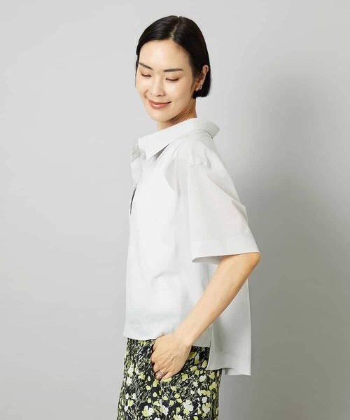 MICHEL KLEIN(ミッシェル・クラン)の「スキッパーシアーシャツ(シャツ/ブラウス・レディース・ホワイト/ライトグレー/ブラック・40/38)」の10枚目の写真