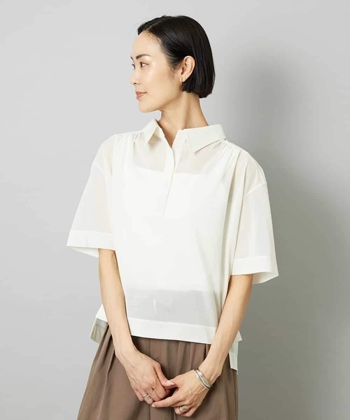 MICHEL KLEIN(ミッシェル・クラン)の「スキッパーシアーシャツ(シャツ/ブラウス・レディース・ホワイト/ライトグレー/ブラック・40/38)」の15枚目の写真