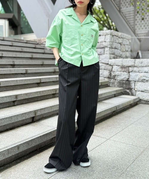 Dickies(ディッキーズ)の「【Dickies】コットンダンプオープンカラークロップドシャツ 5287-5100 MNY(シャツ/ブラウス・レディース・ホワイト/ブラック/グリーン・M)」の22枚目の写真