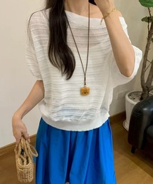 ニットトップスオフショルダーサマーニット