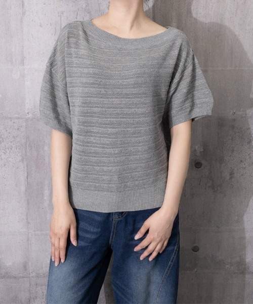 Miniministore(ミニミニストア)の「ニットトップスオフショルダーサマーニット(Tシャツ/カットソー・レディース・イエロー/グレー/ロイヤルブルー/グリーン/ホワイト・FREE)」の17枚目の写真
