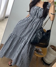 YUGA_YGMC Korean-style Tiered flared long dress