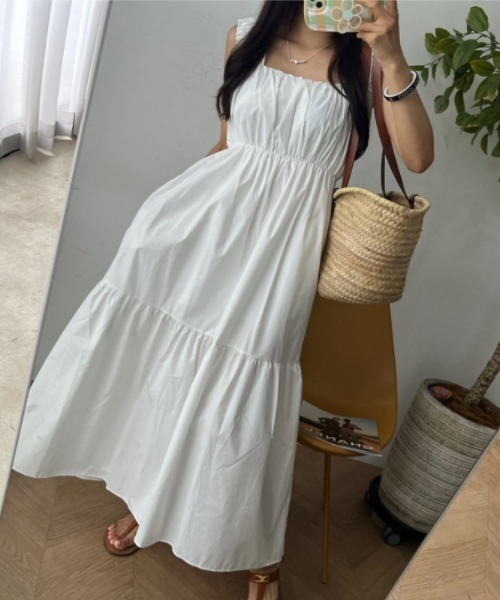 YUGA(ユーガ)の「YUGA_YGMC Korean-style Tiered flared long dress(ワンピース・レディース・ホワイト/ブラック/チェック・FREE)」の11枚目の写真