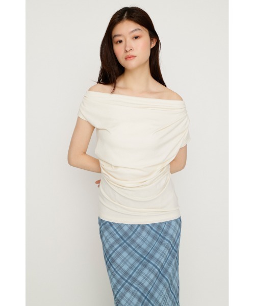 SLY(スライ)の「ONE SHOULDER CUT TOPS ワンショルダーカットトップス 夏服 秋服(Tシャツ/カットソー・レディース・ブラック/ブラウン/アイボリー/ライトピンク/ネイビー・FREE)」の8枚目の写真