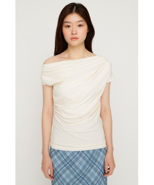 SLY(スライ)の「ONE SHOULDER CUT TOPS ワンショルダーカットトップス 夏服 秋服(Tシャツ/カットソー・レディース・ブラック/ブラウン/アイボリー/ライトピンク/ネイビー・FREE)」の10枚目の写真