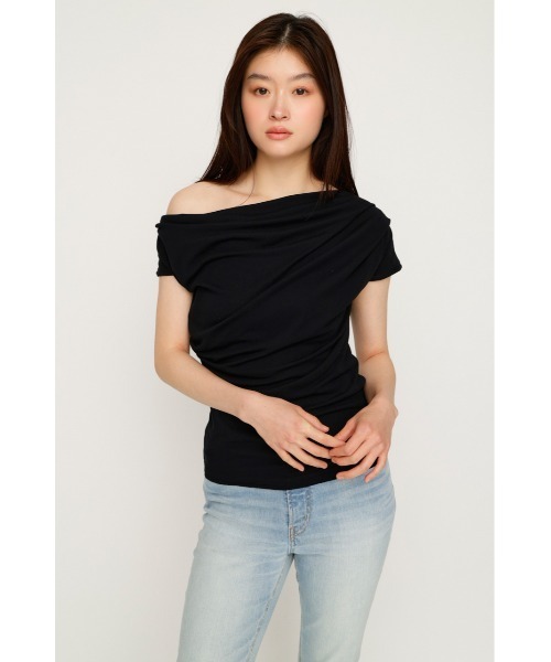 SLY(スライ)の「ONE SHOULDER CUT TOPS ワンショルダーカットトップス 夏服 秋服(Tシャツ/カットソー・レディース・ブラック/ブラウン/アイボリー/ライトピンク/ネイビー・FREE)」の18枚目の写真