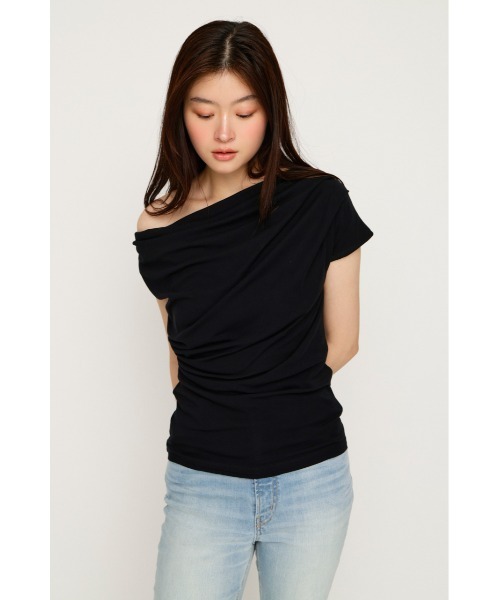 SLY(スライ)の「ONE SHOULDER CUT TOPS ワンショルダーカットトップス 夏服 秋服(Tシャツ/カットソー・レディース・ブラック/ブラウン/アイボリー/ライトピンク/ネイビー・FREE)」の19枚目の写真