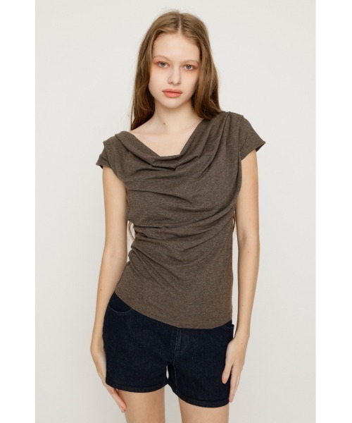 SLY(スライ)の「ONE SHOULDER CUT TOPS ワンショルダーカットトップス 夏服 秋服(Tシャツ/カットソー・レディース・ブラック/ブラウン/アイボリー/ライトピンク/ネイビー・FREE)」の21枚目の写真