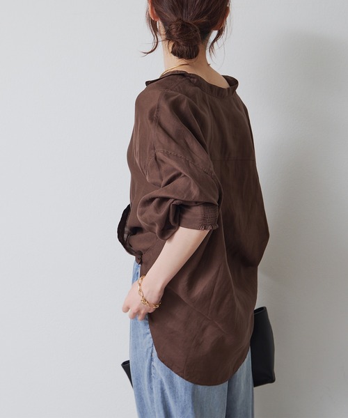 PUAL CE CIN(ピュアルセシン)の「2WAYカシュクールブラウス(シャツ/ブラウス・レディース・チャコールグレー/ブラウン・FREE)」の7枚目の写真