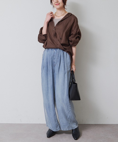 PUAL CE CIN(ピュアルセシン)の「2WAYカシュクールブラウス(シャツ/ブラウス・レディース・チャコールグレー/ブラウン・FREE)」の11枚目の写真