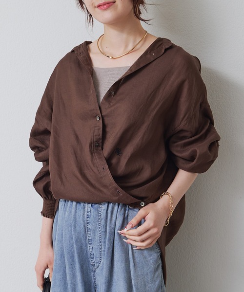 PUAL CE CIN(ピュアルセシン)の「2WAYカシュクールブラウス(シャツ/ブラウス・レディース・チャコールグレー/ブラウン・FREE)」の6枚目の写真